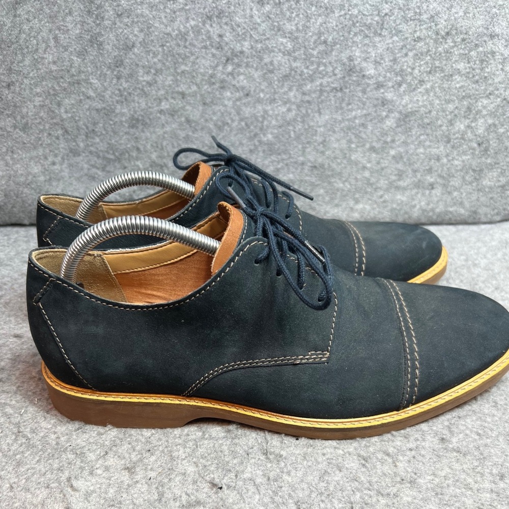 Clarks Mens Tilden Cap Navy Nubuck Leather Derby Shoes Cap Toe Oxfords Size 11 - Picture 3 of 9
